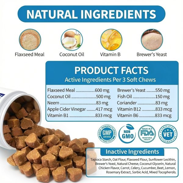 ColEaze Natural Flea Tick Chews for Dogs Coconut Oil-6