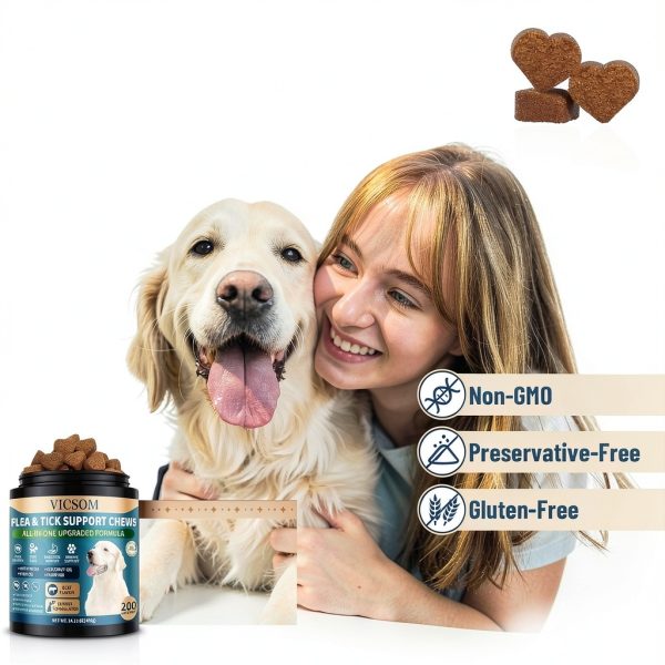 VICSOM Dog Flea Chews Natural Flea Tick Prevention Beef-3