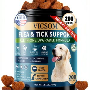 VICSOM Dog Flea Chews Natural Flea Tick Prevention Beef-0