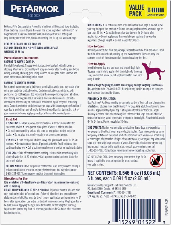 PETARMOR Flea Tick Topical for Dogs Kills Fleas Ticks-1