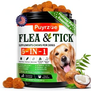 Puyrzoe Natural 5-in-1 Dog Flea Tick Chewables Joint Support-0