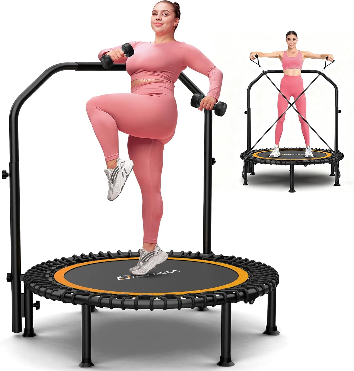 ANCHEER Fitness Trampoline Orange 40IN in use