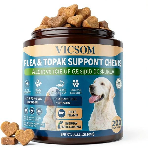VICSOM Dog Flea Chews Natural Flea Tick Prevention Beef-6