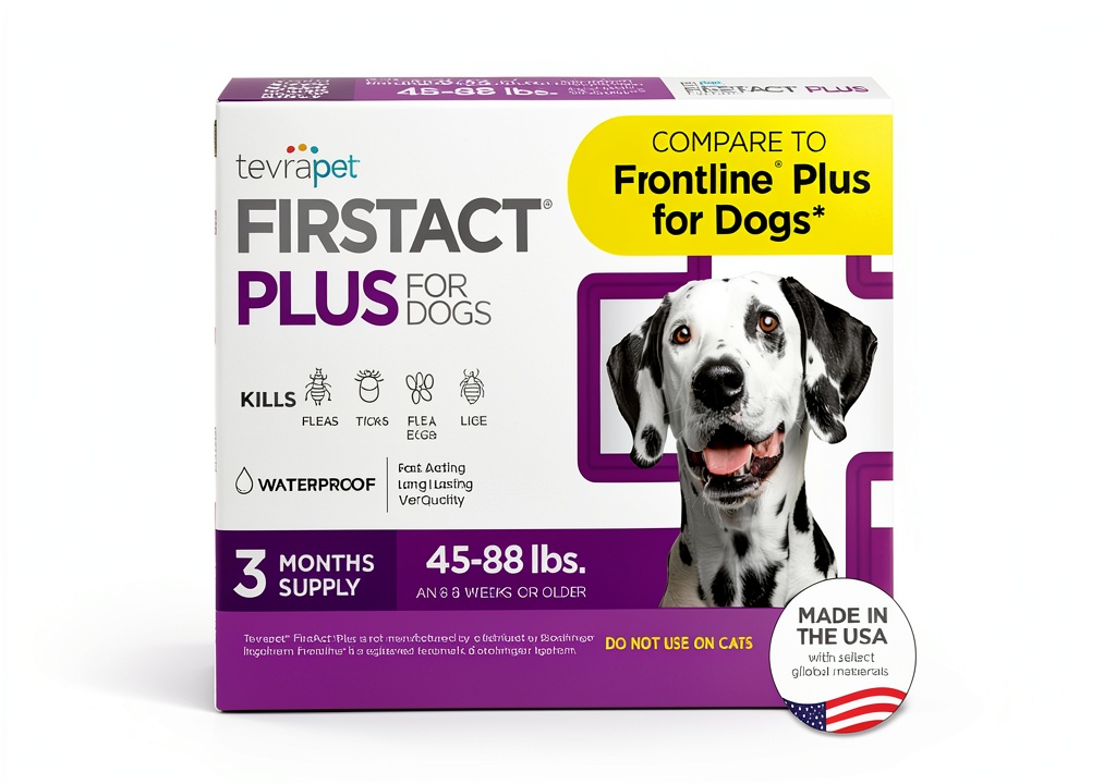 Applying TevraPet FirstAct Plus flea treatment on a dog's back