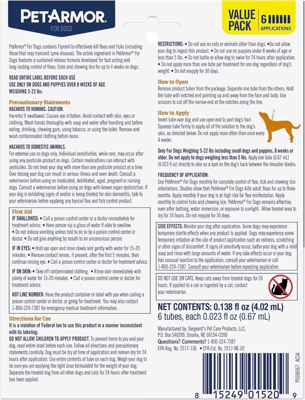 PETARMOR Flea Tick Topical for Dogs Kills Fleas Ticks-1