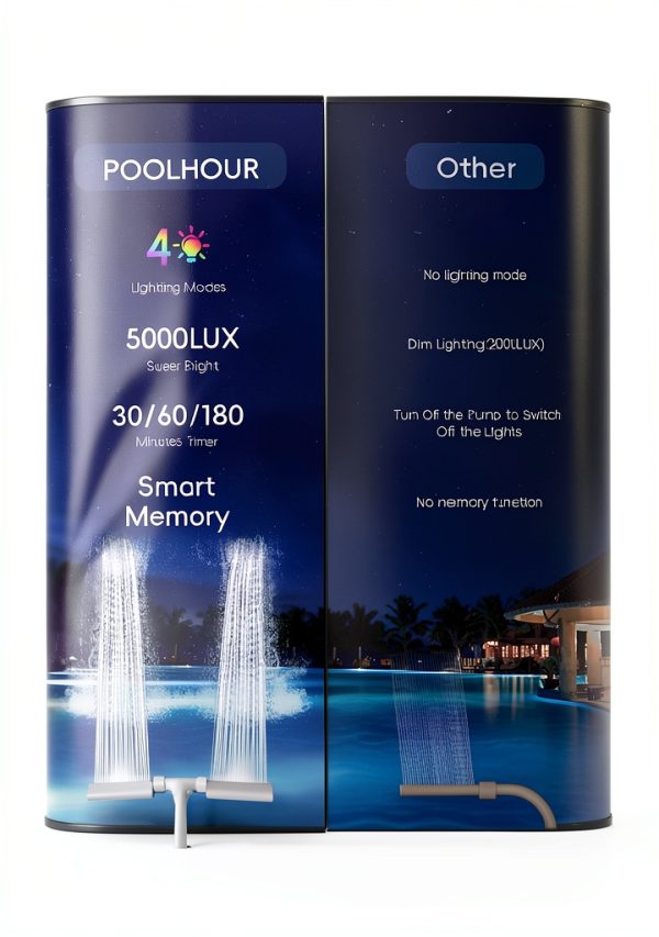 Pool Fountain 2025 Lights POOLHOUR Dual Nozzle Freestanding White-9