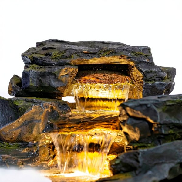Garden Outdoor Water Fountain 37" L Sunlinua 5‑Tier Resin with LED-2
