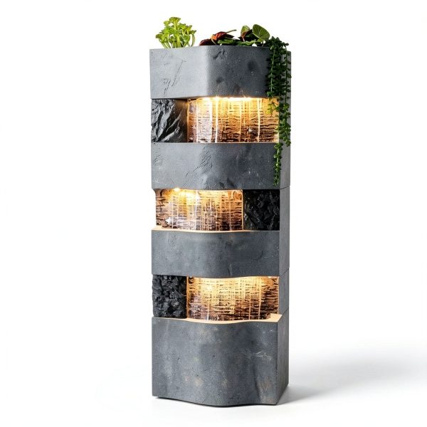Garden Water Fountain Bumilgar Resin Tiered LED Fountain-8