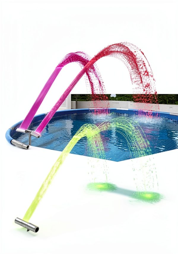 Pool Fountain 2025 Lights POOLHOUR Dual Nozzle Freestanding White-7