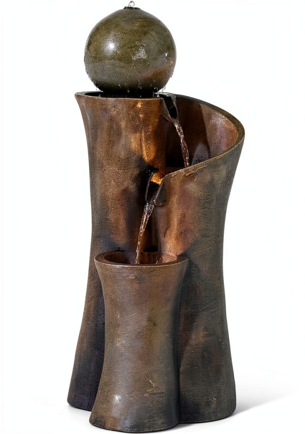 Sphere Curve 39.5" Zen Fountain by John Timberland Lighted Resin-1