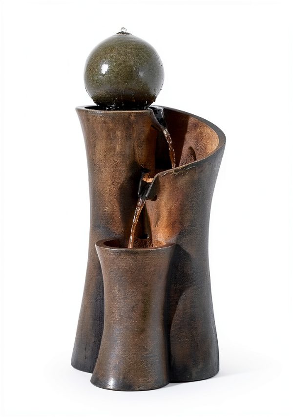 Sphere Curve 39.5" Zen Fountain by John Timberland Lighted Resin-8
