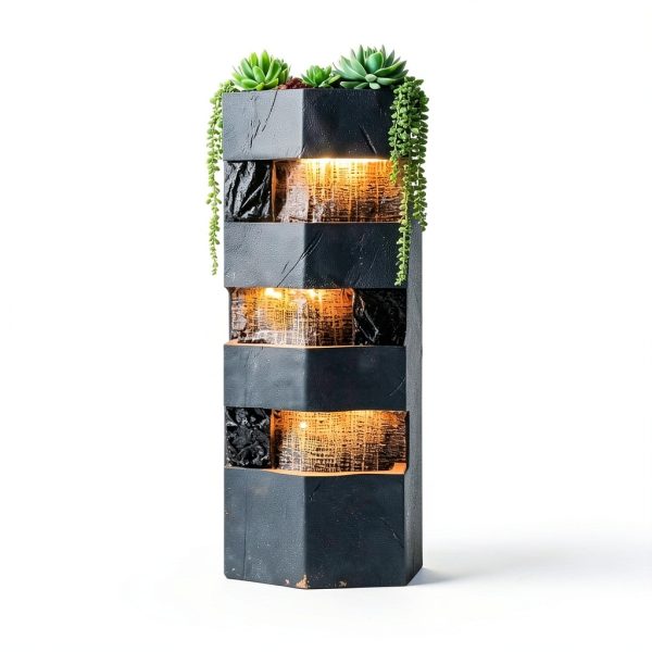 Garden Water Fountain Bumilgar Resin Tiered LED Fountain-7