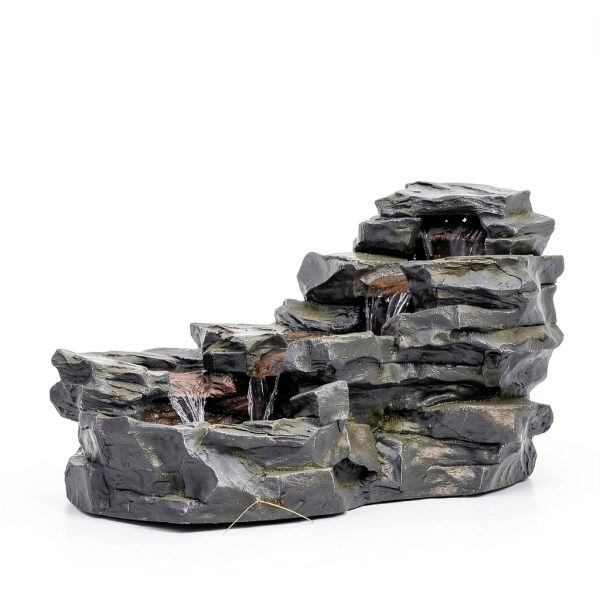 Garden Outdoor Water Fountain 37" L Sunlinua 5‑Tier Resin with LED-4