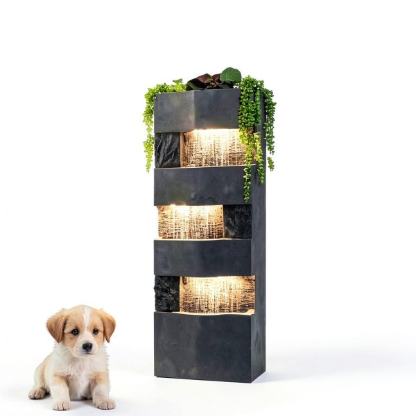 Garden Water Fountain Bumilgar Resin Tiered LED Fountain-6