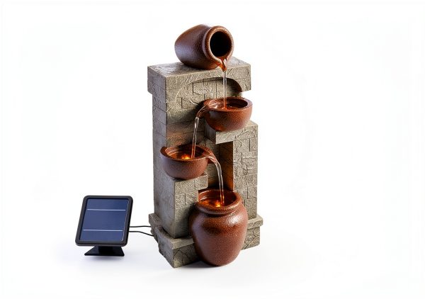 Outdoor Water Fountain Teamson Home 28in Cascading Bowls LED Brown-8