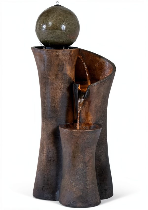 Sphere Curve 39.5" Zen Fountain by John Timberland Lighted Resin-5
