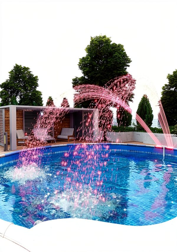 Pool Fountain 2025 Lights POOLHOUR Dual Nozzle Freestanding White-4