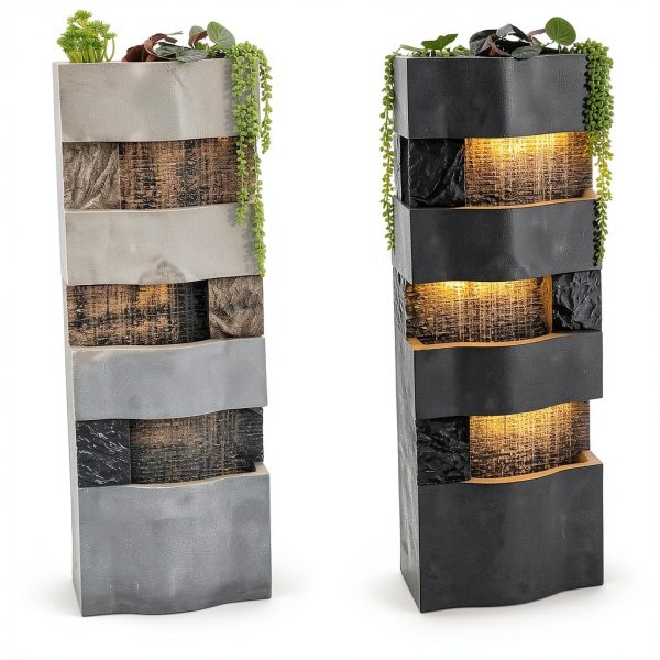 Garden Water Fountain Bumilgar Resin Tiered LED Fountain-5